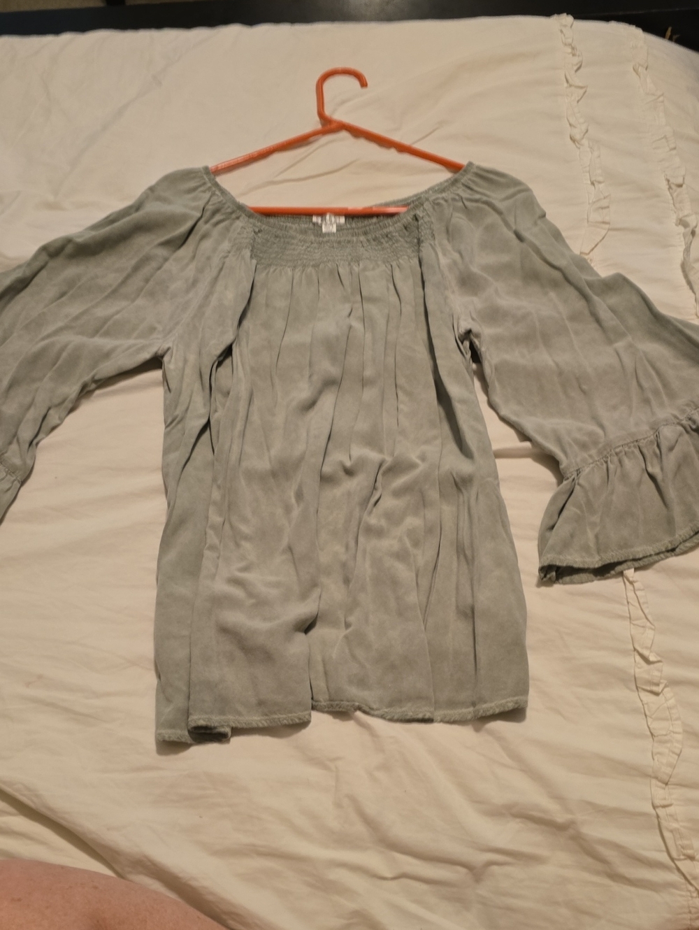 Spense Light Sage Off-Shoulder Peasant Tunic